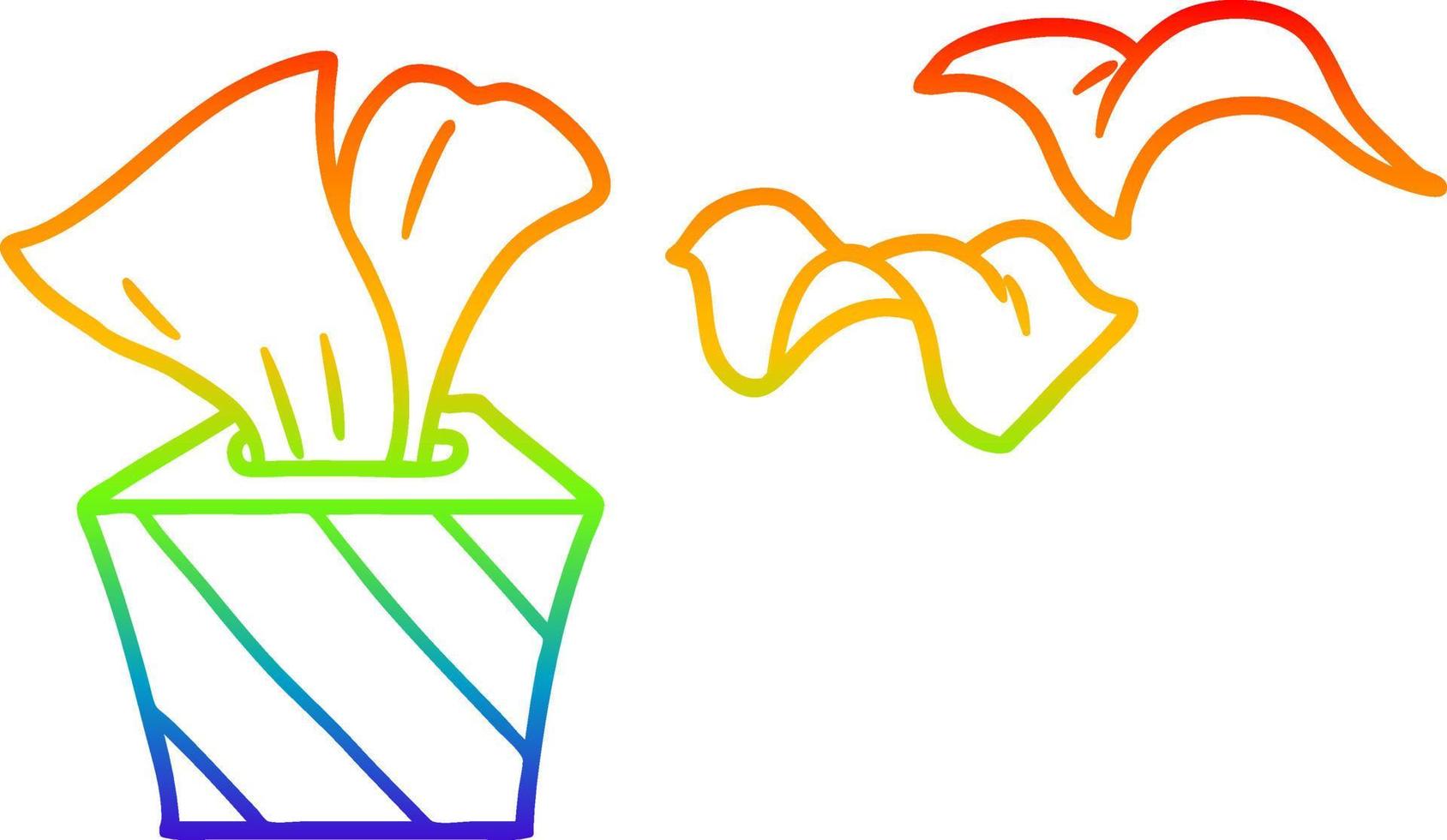 Regenbogen-Gradientenlinie Zeichnung Cartoon-Box mit Taschentüchern vektor