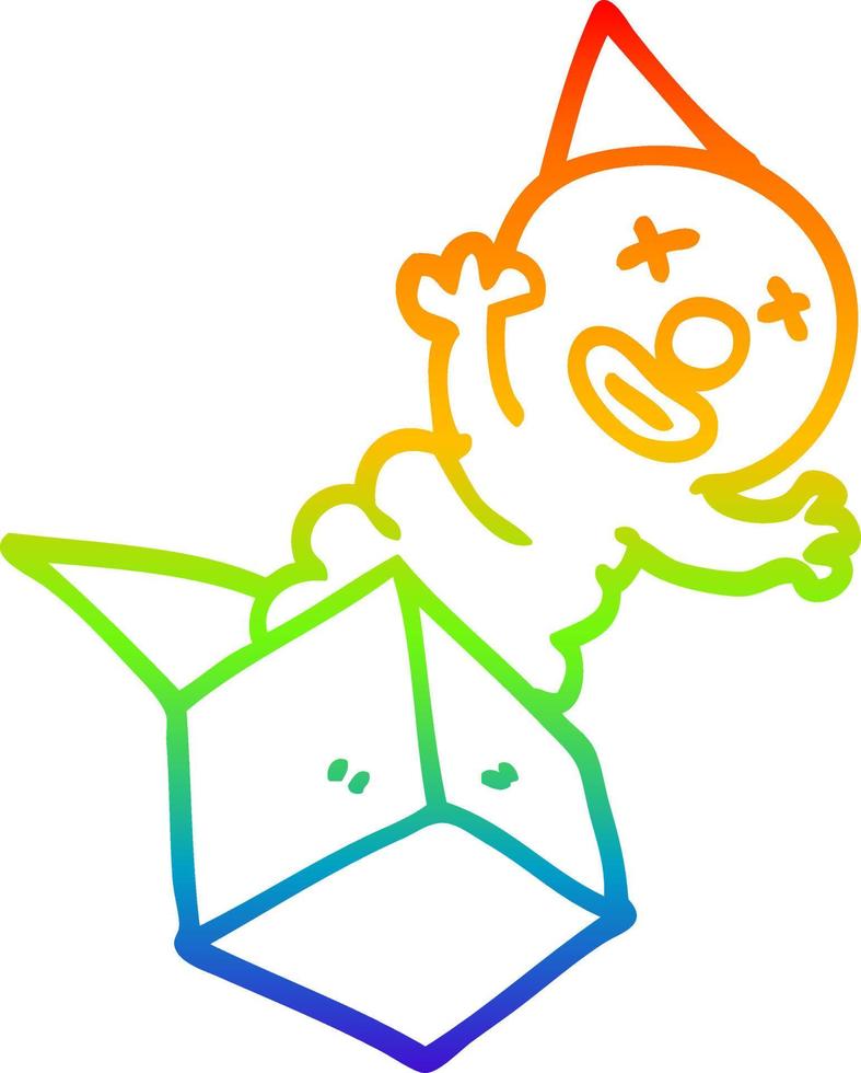 Regenbogen-Gradientenlinie Zeichnung Cartoon-Jack in der Box vektor