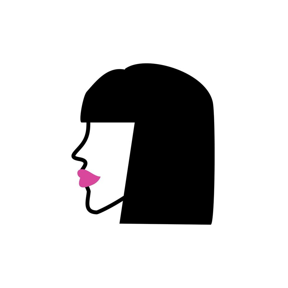 Schönheitssalon-Logo. Mädchen-Gesichtsprofil. Friseursalon, Haarpflege, Haarschnitt vektor