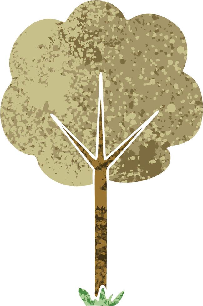 knäppa retro illustration stil tecknat träd vektor