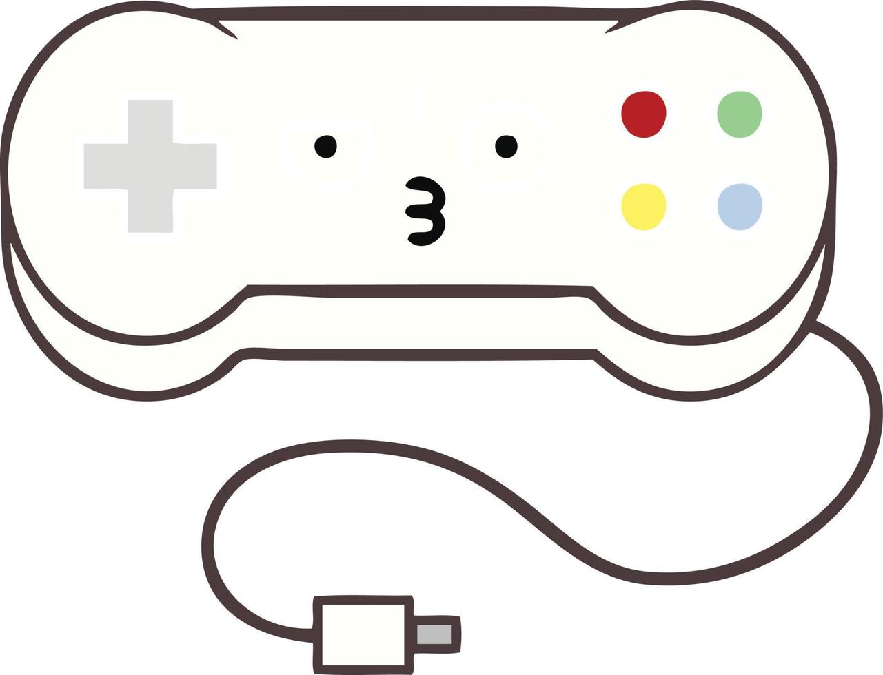 Retro-Cartoon-Gamecontroller in flacher Farbe vektor