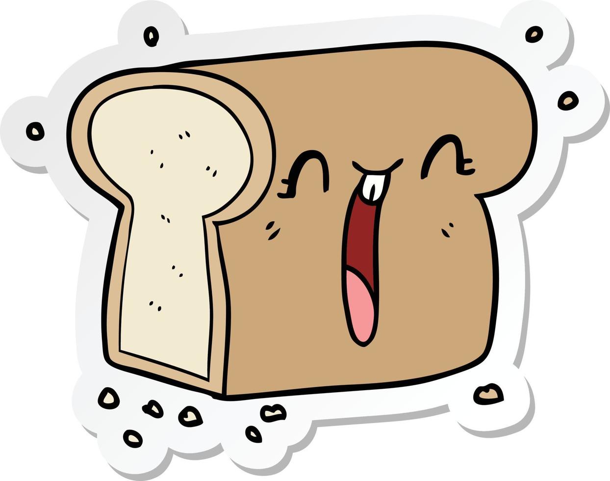 klistermärke av en tecknad skrattande bröd vektor