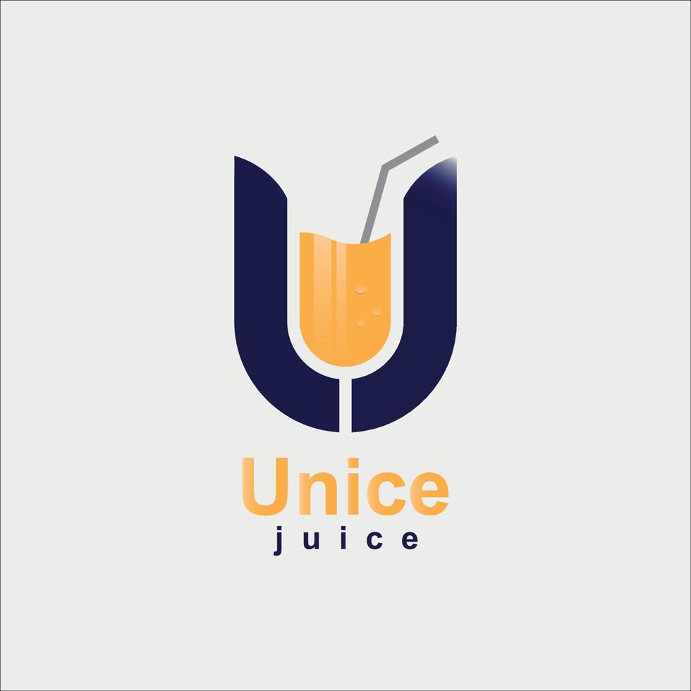 juice drink logotyp designkoncept med bokstaven u vektor