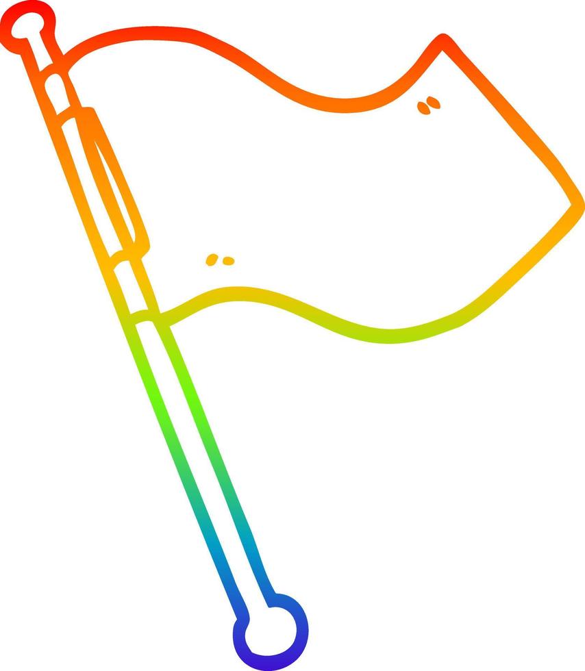 Regenbogen-Gradientenlinie Zeichnung Cartoon weiße Fahne weht vektor