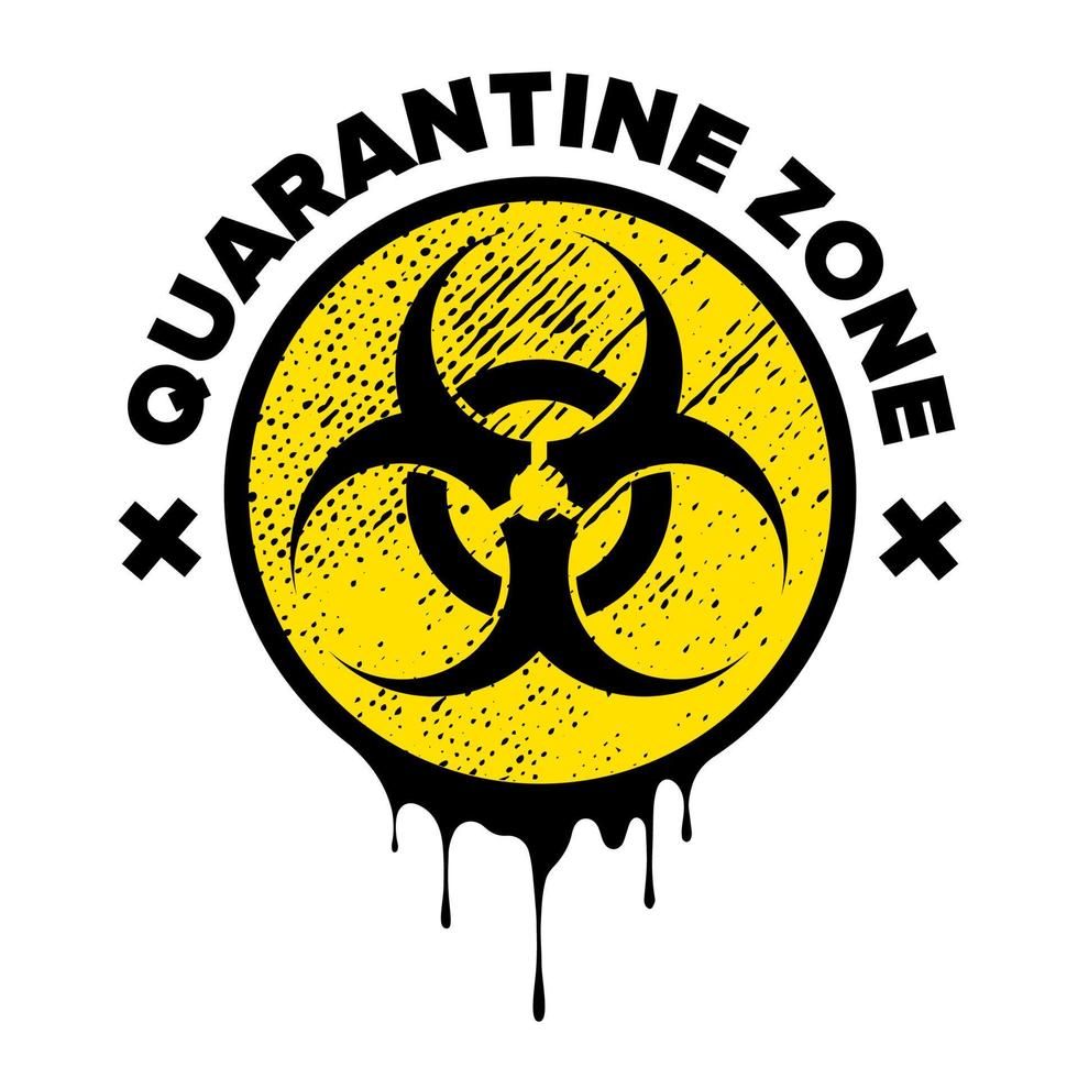 Quarantänezone. Symbol für tropfende Biogefährdung. Warnzeichen für biologische Gefahren. Coronavirus (COVID-19 vektor