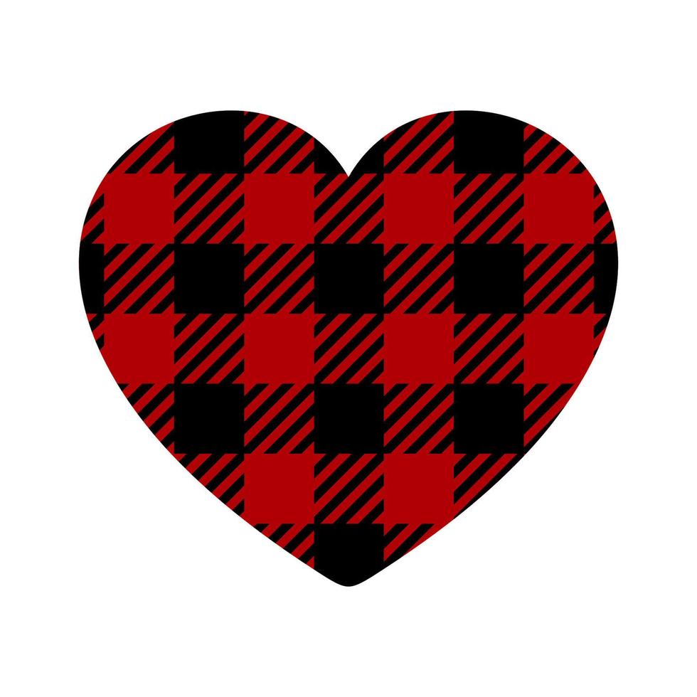 röd buffel pläd hjärta form. vektor illustration isolerad på vit bakgrund. perfekt för t-shirts, kort, banderoller, kläder etc