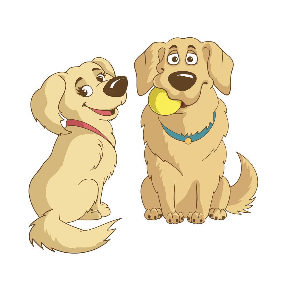 söta tecknade golden retriver hundar. vektor illustration