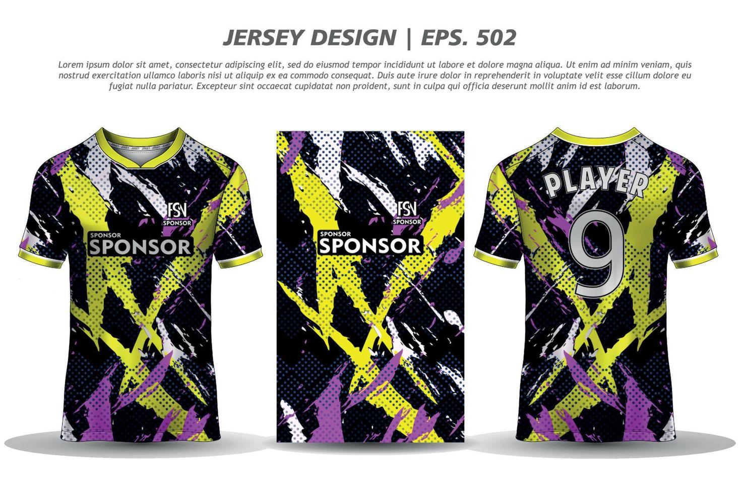 Trikot Design Sublimation T-Shirt Premium geometrisches Muster unglaubliche Vektorkollektion für Fußball Fußballrennen Radfahren Gaming Motocross Sport vektor