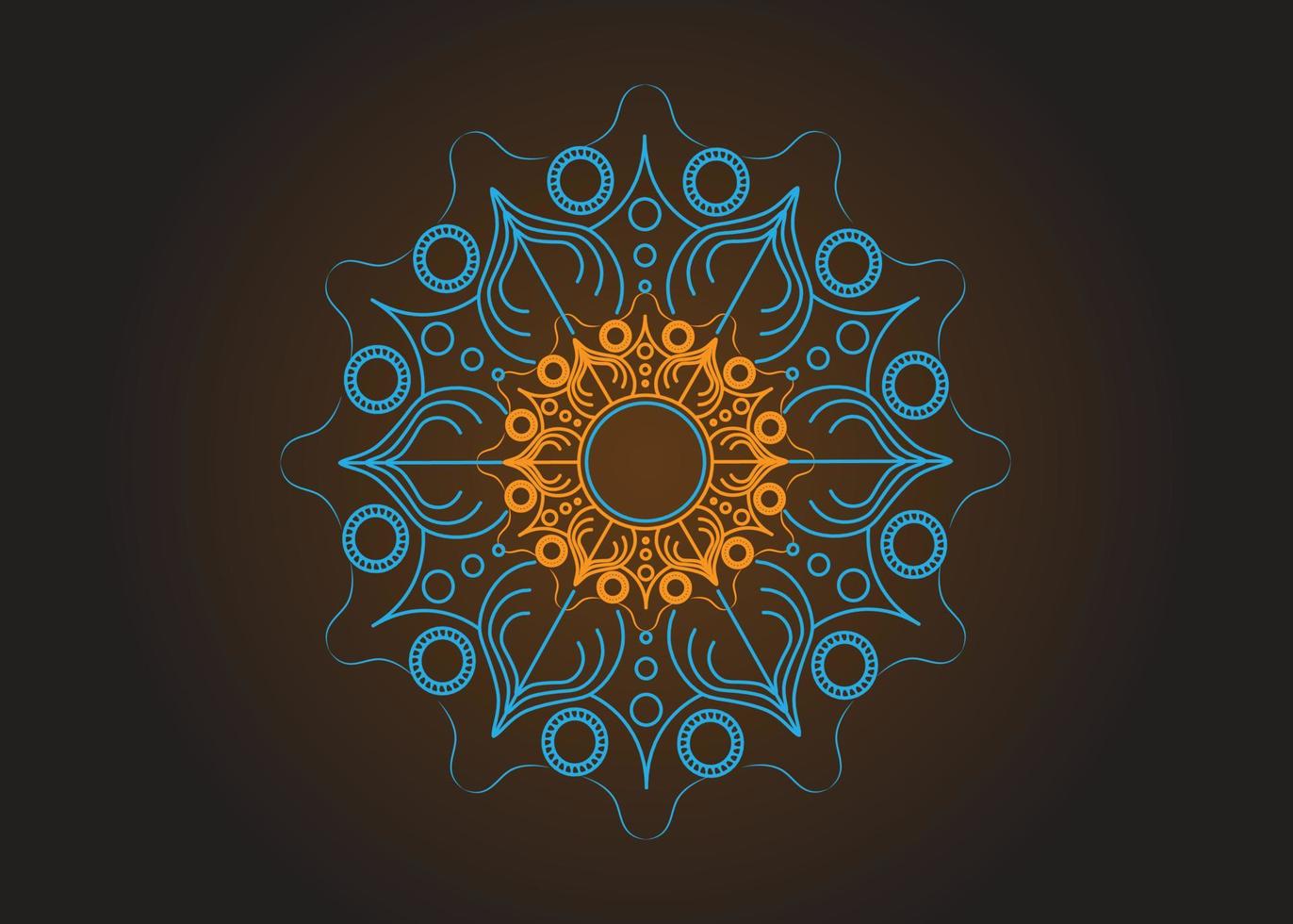 kreatives mandala-ornament mit blauer und oranger farbe für logo- und einladungsdesign vektor