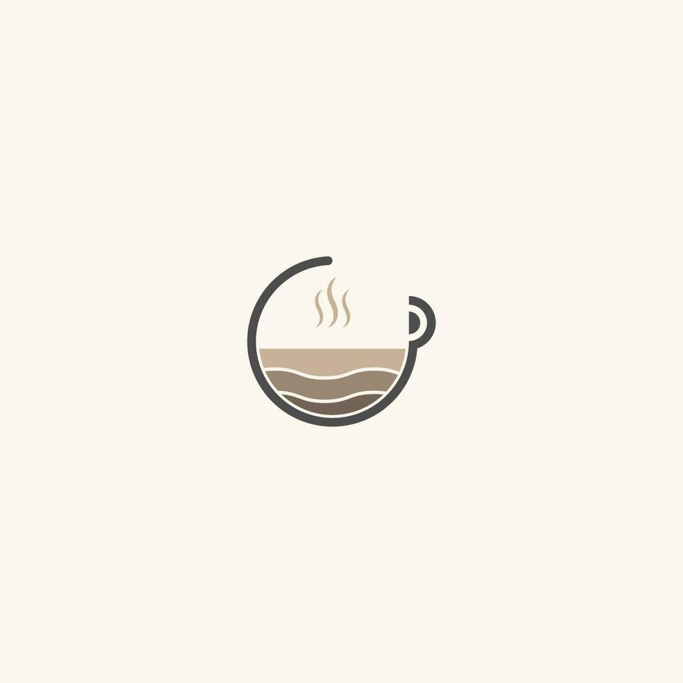 braune farbe des kaffeelogos. modernes Ikonensymbol monochromes einzeiliges Minimalismus-Vektorlogo für Cafés. vektor