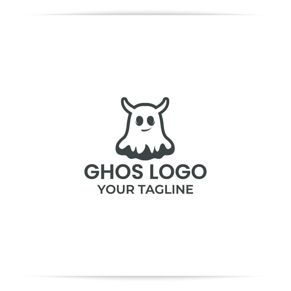 Ghost-Logo-Design-Vektor, Kopf, süß, gruselig vektor