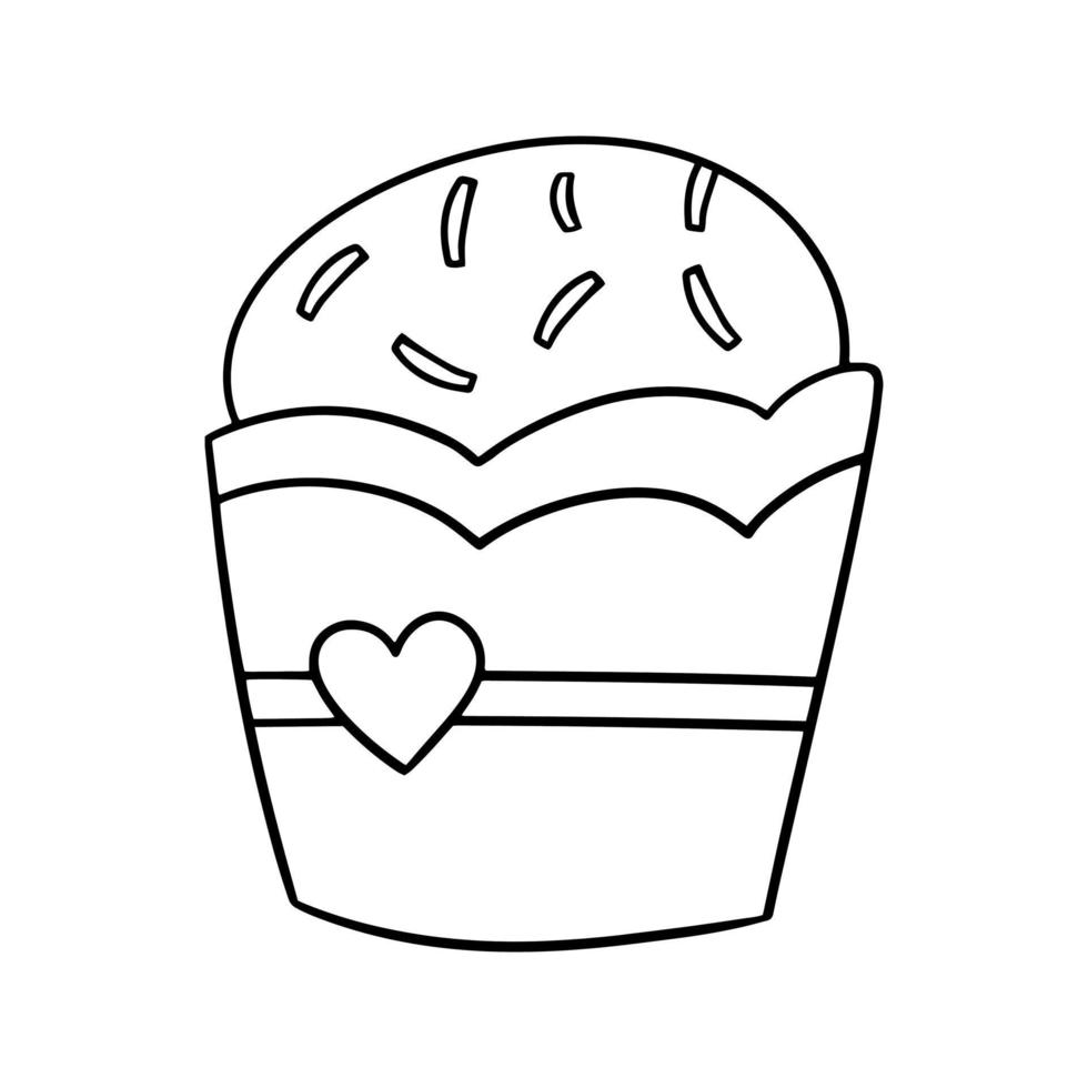 monochromes Bild, köstliche Schokoladen-Cupcakes mit Zuckerwürfeln, Vektorillustration im Cartoon-Stil auf weißem Hintergrund vektor