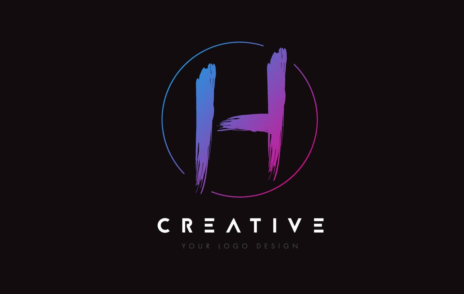kreatives buntes h-bürstenbuchstaben-logo-design. künstlerische handgeschriebene Buchstaben Logo-Konzept. vektor