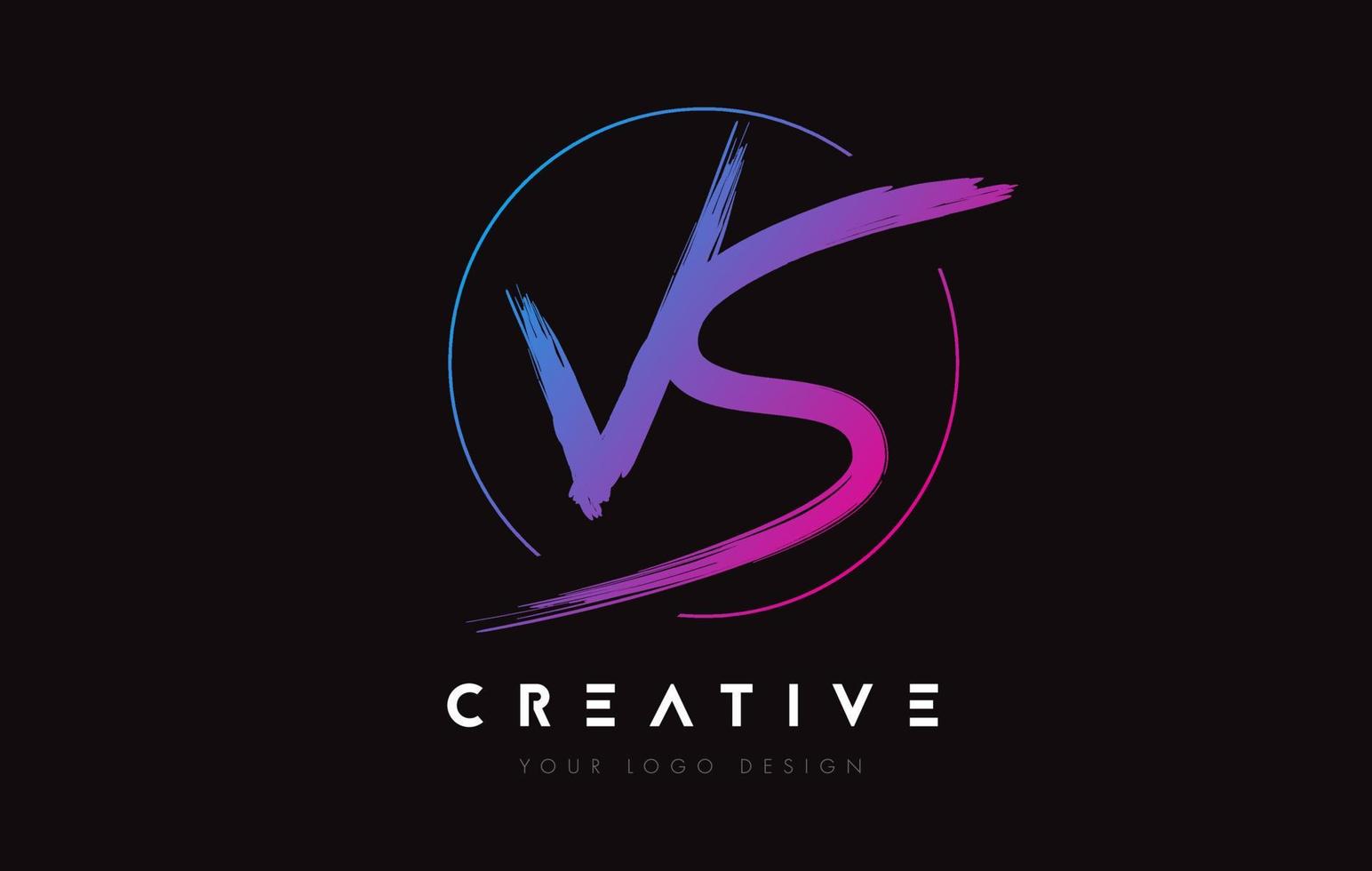kreativ färgglad vs penselbokstavslogotypdesign. konstnärliga handskrivna bokstäver logotyp koncept. vektor