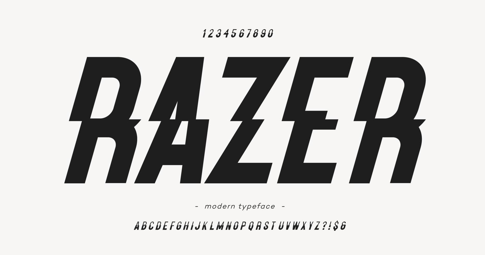 vektor razer schriftart schräge moderne typografie