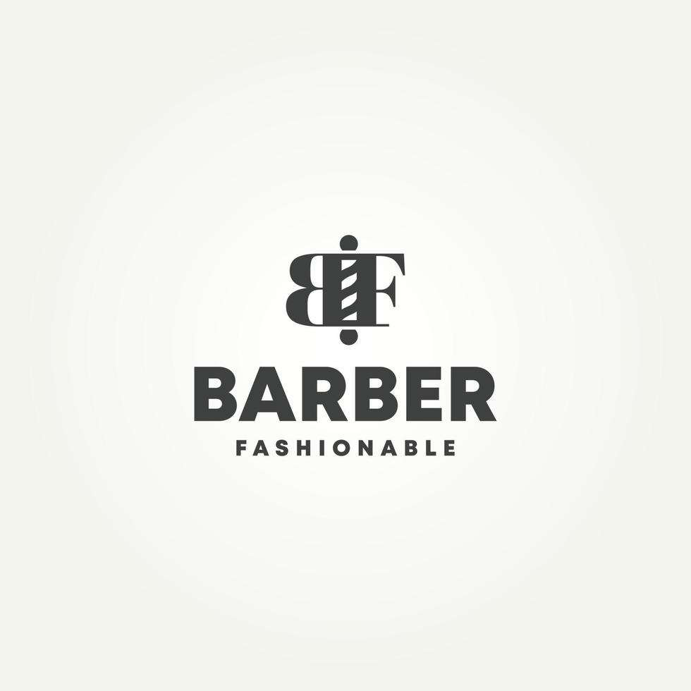 minimalistisches initiales bf barbershop salon logo template vector illustration design. einfache friseurstange mit bf-anfangslogokonzept