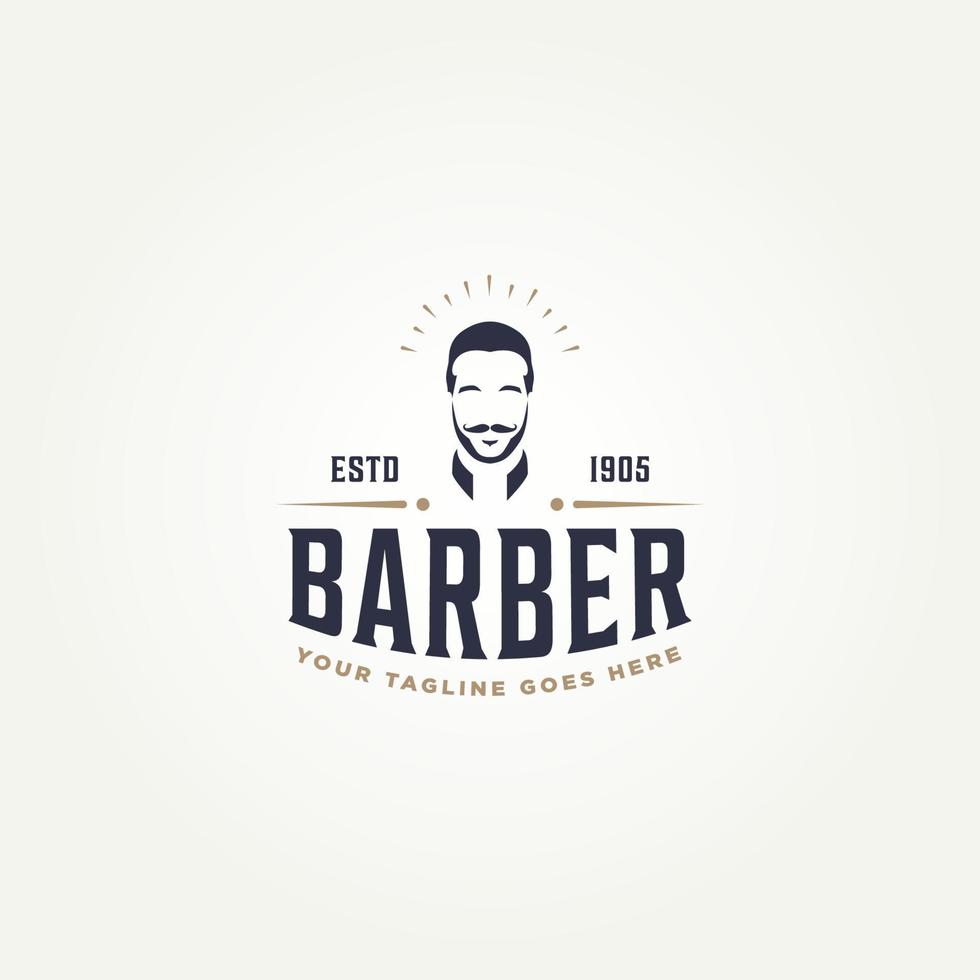 vintage retro barbershop typografi logotyp mall vektor illustration design. klassisk frisörsalong logotyp koncept