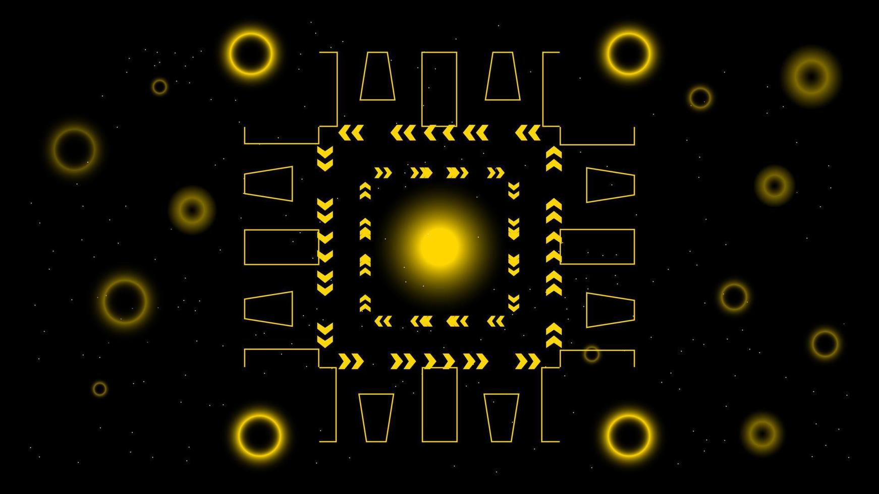 ui hi-tec interface schwarz-goldene abstrakte digitale technologie mit leuchtenden partikeln, vektorillustration vektor