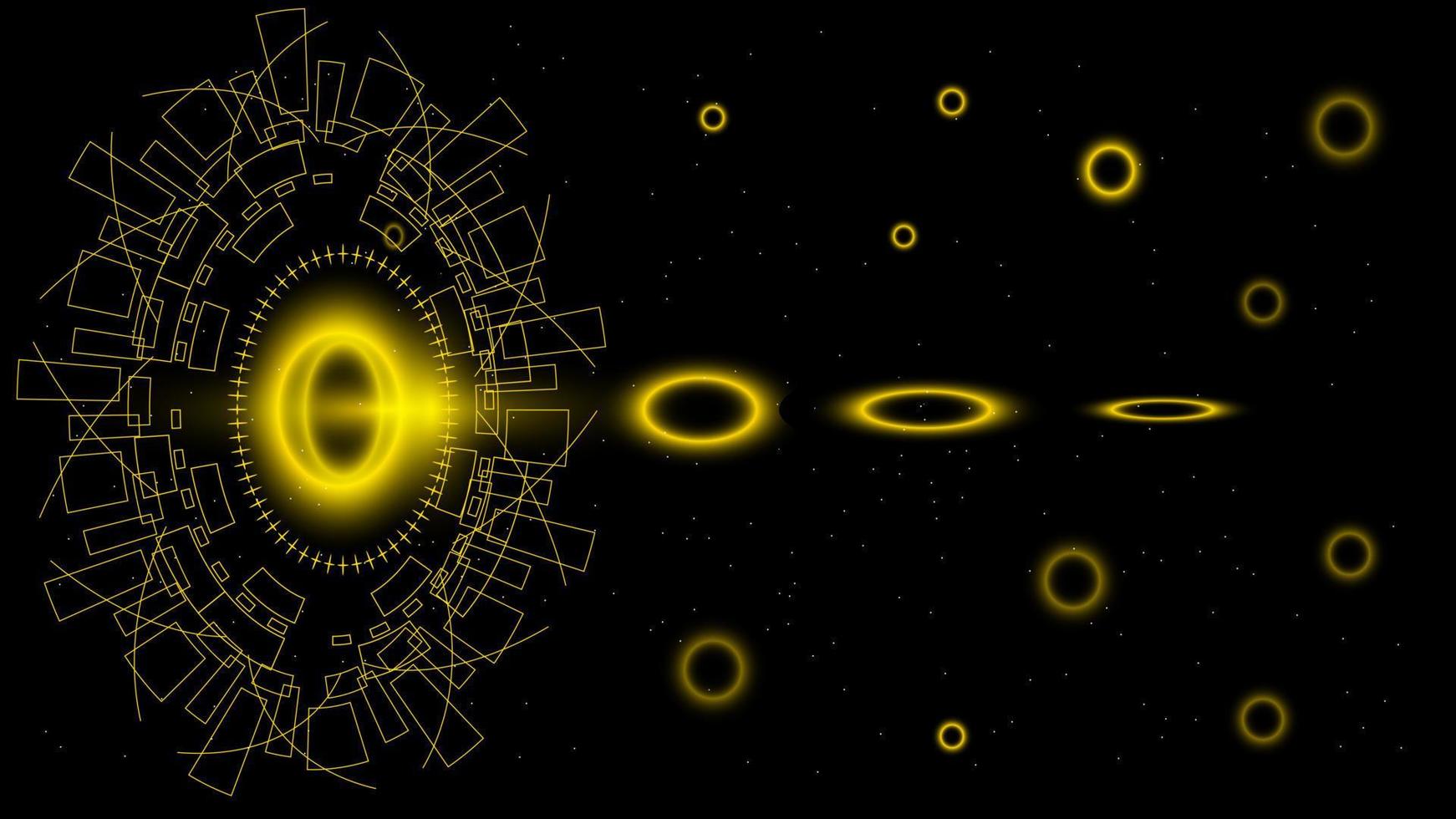 ui hi-tec interface schwarz-goldene abstrakte digitale technologie mit leuchtenden partikeln, vektorillustration vektor