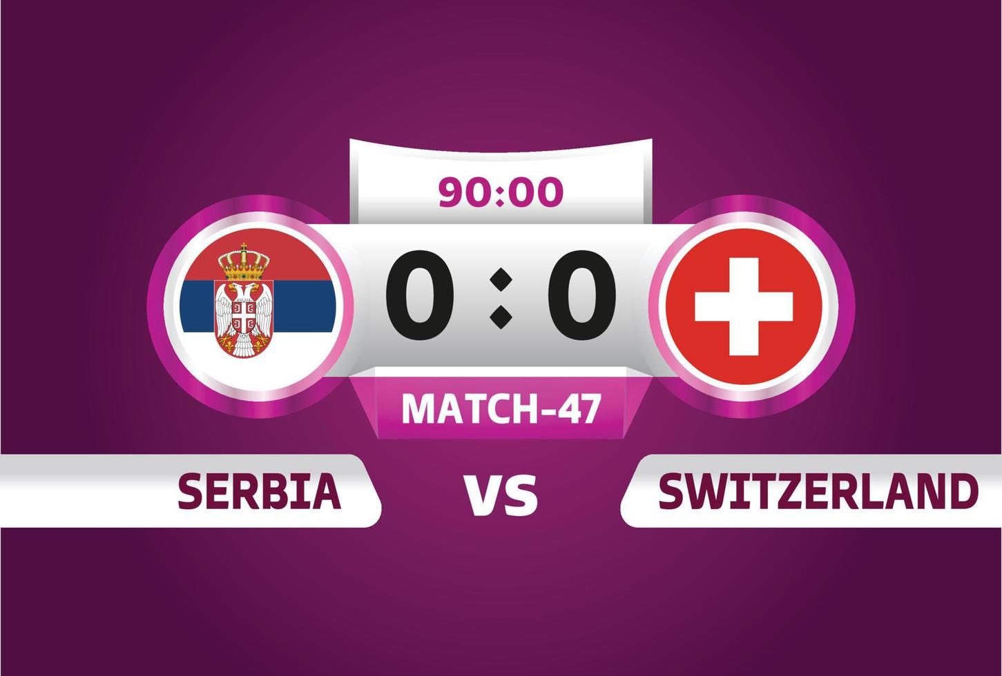 serbien vs schweiz, fotboll 2022, grupp g. världsmästerskapsmatch i fotbollstävling kontra lagintrosportbakgrund, finalaffisch för mästerskapstävling, vektorillustration. vektor