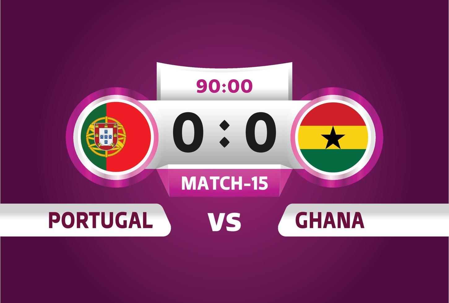 Portugal vs Ghana, fotboll 2022, grupp h. världsfotbollstävling mästerskap match kontra lag intro sport bakgrund, mästerskap konkurrens sista affisch, vektorillustration. vektor