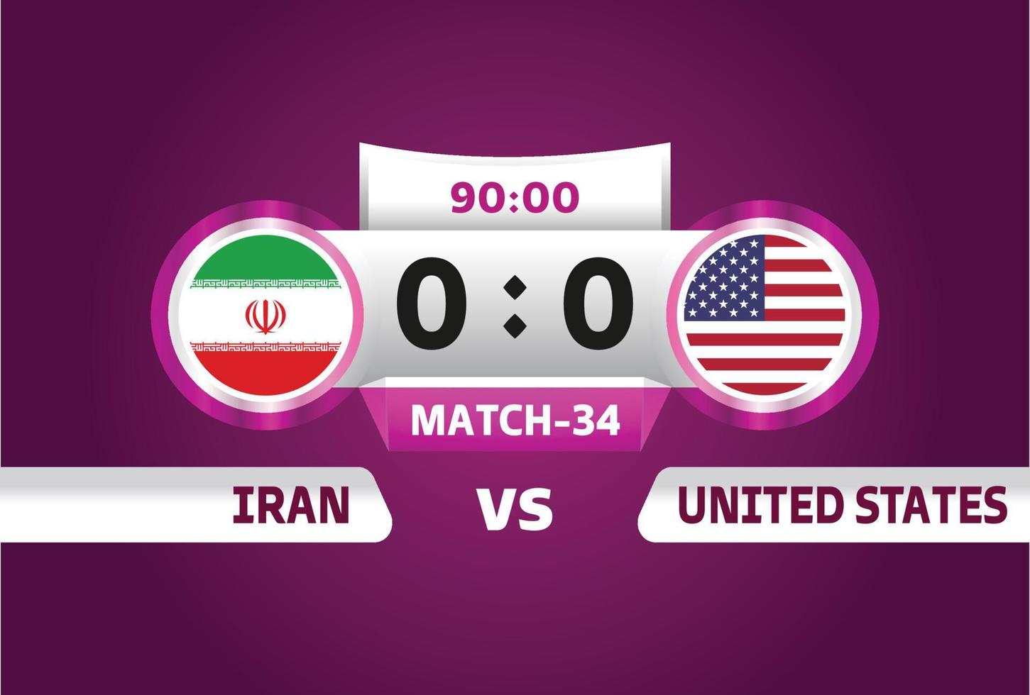 iran vs usa fotbollsvärlden 2022, grupp b. världsmästerskapsmatch i fotbollstävling kontra lagintrosportbakgrund, finalaffisch för mästerskapstävling, vektorillustration. vektor