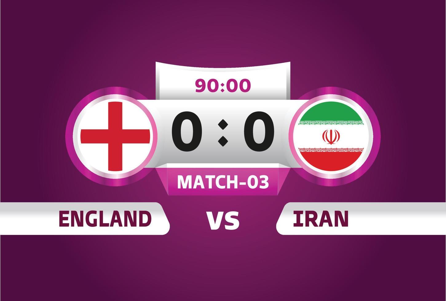 England vs Iran, fotboll 2022, grupp b. världsfotbollstävling mästerskap match kontra lag intro sport bakgrund, mästerskap konkurrens sista affisch, vektorillustration. vektor