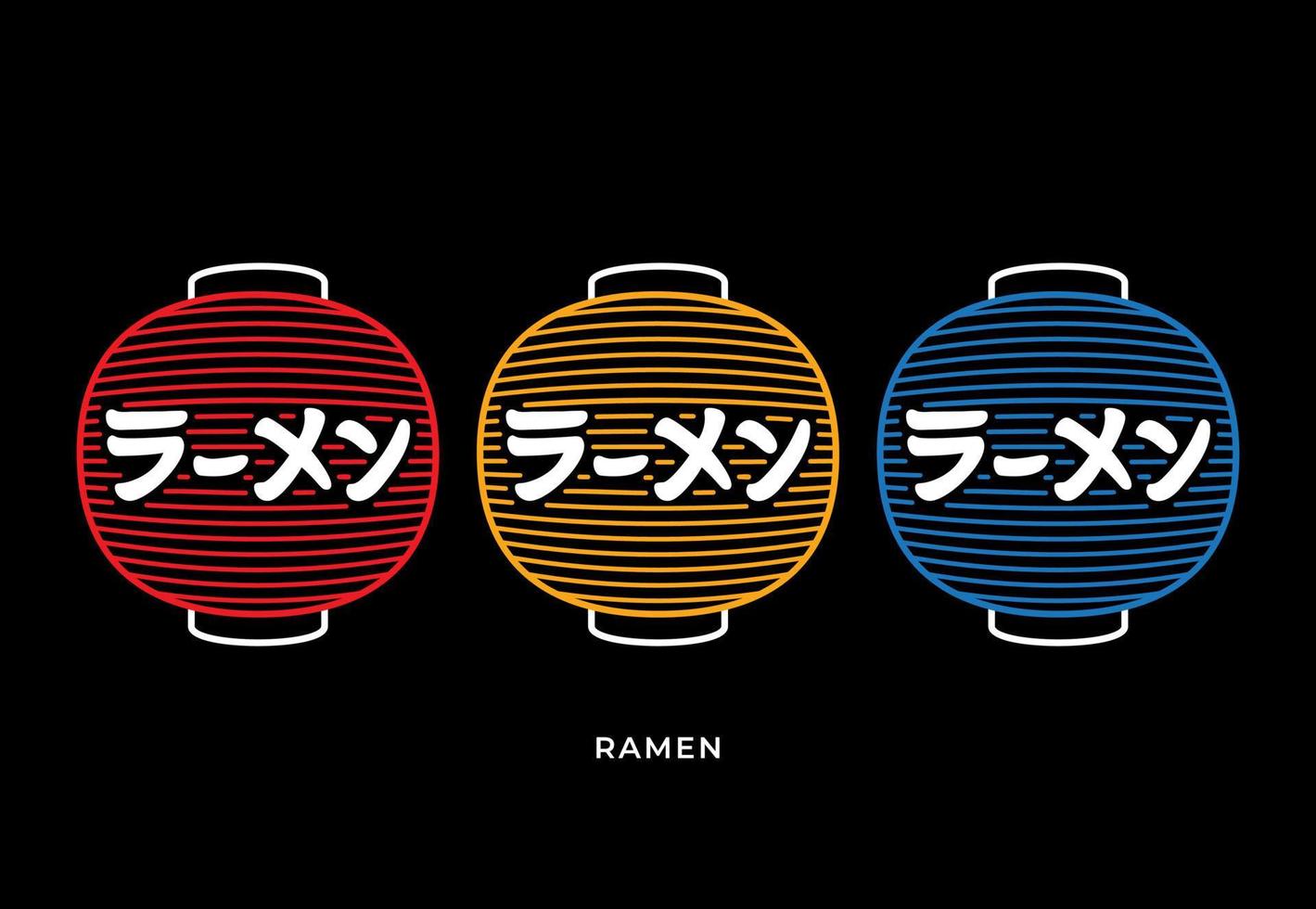 vektor illustration japansk papper lykta neonskylt. används i den japanska restaurangen är det ett traditionellt modernt tecken. ljus skylt, ljus banner. denna papperslykta är ramen butiksskylt.