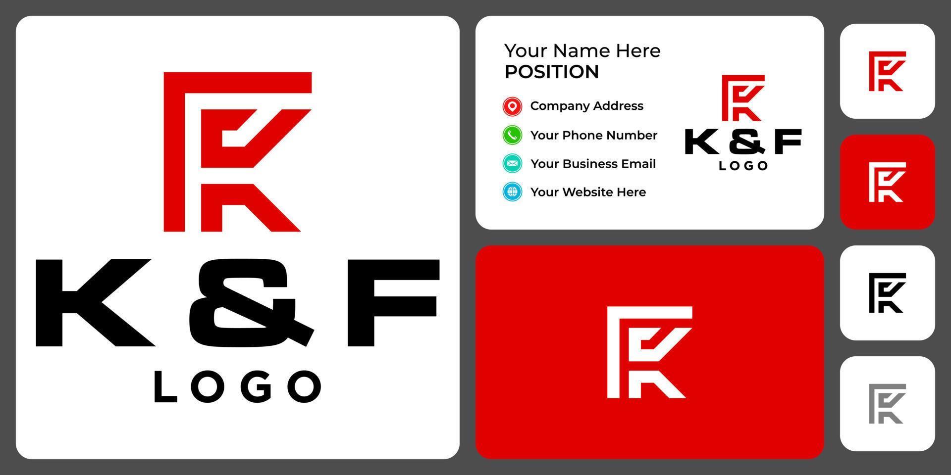 bokstaven kf monogram mode logotyp design med visitkortsmall. vektor