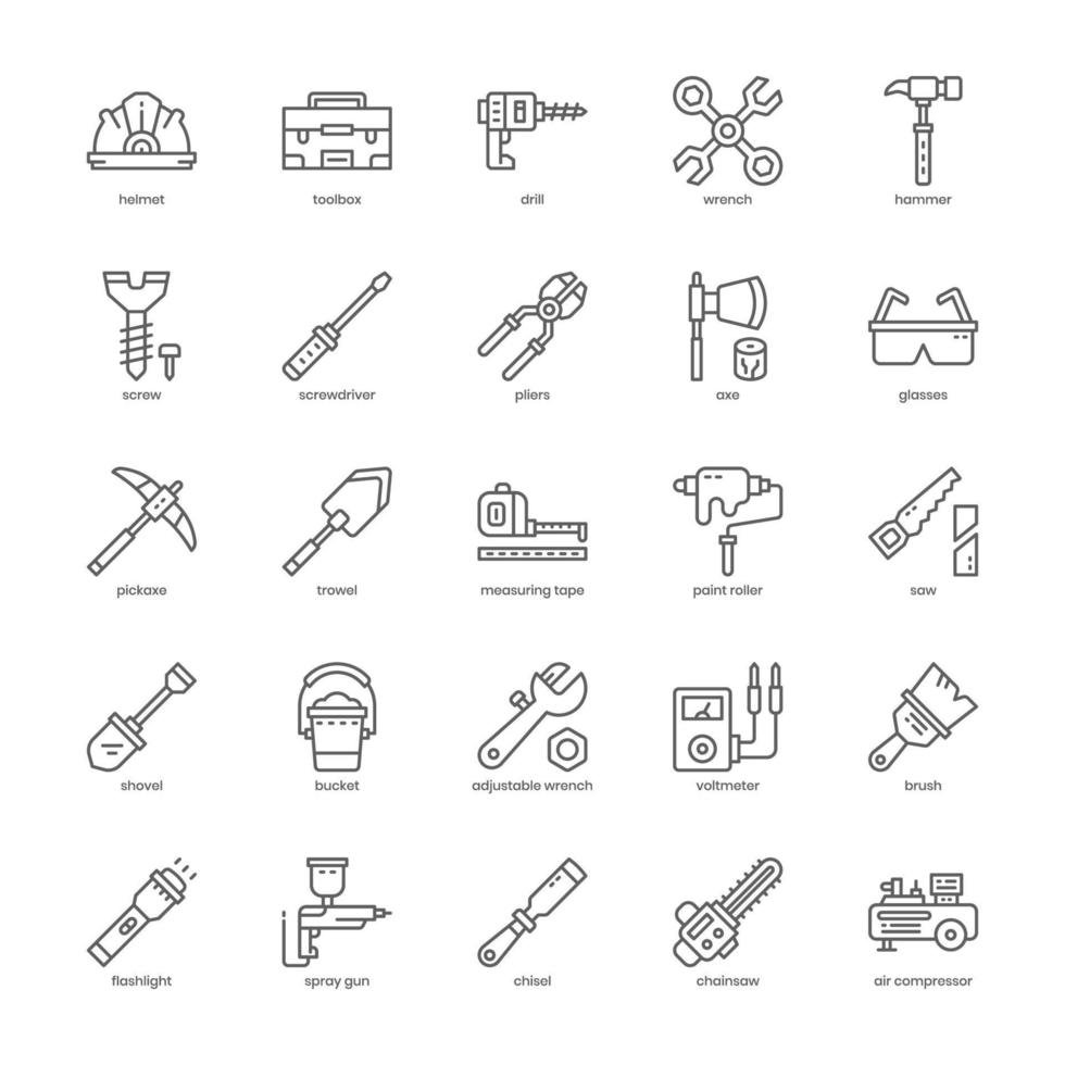 Mechaniker-Tool-Icon-Pack für Ihr Website-Design, Logo, App, ui. Mechaniker-Tool-Icon-Gliederungsdesign. Vektorgrafik-Illustration und editierbarer Strich. vektor