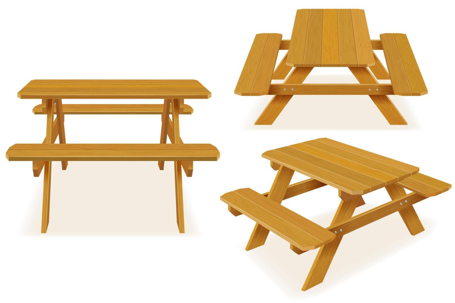 bänkar med ett picknickbord i trädgården eller parken vektorillustration isolerad på vit bakgrund vektor