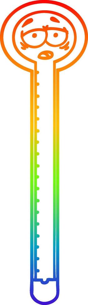 Regenbogen-Gradientenlinie Zeichnung Cartoon-Thermometer vektor