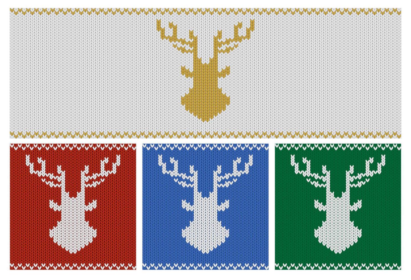 jul banner med stora renar. horisontell vektor affisch för xmas eller semester hälsning. stickad vinterdesign eller tapeter