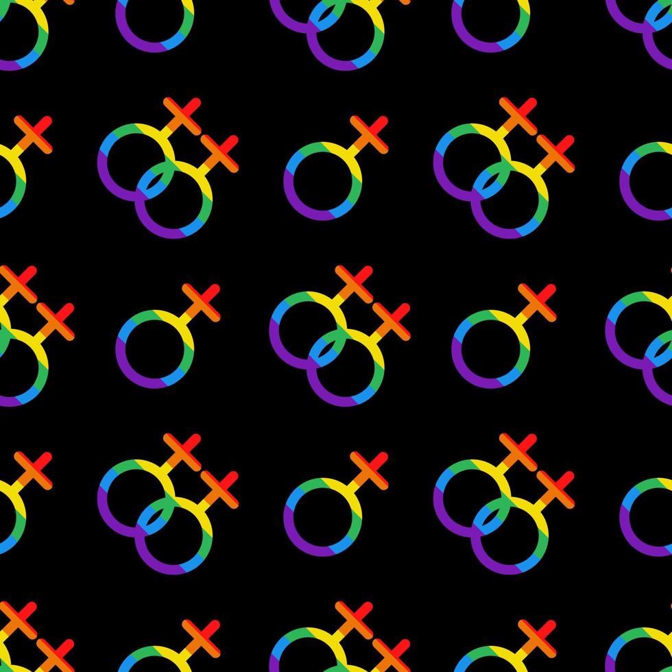 vektor seamless mönster med hbt kvinnliga symboler. venus tecken i regnbågens färger. pride månad. lgbtq-mönster.