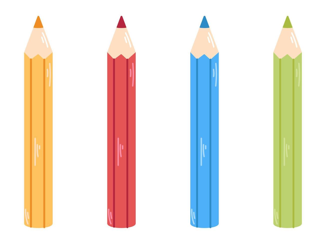 vektor söta pennor. skolutbud för barn. färgpennor set. tillbaka till skolan.