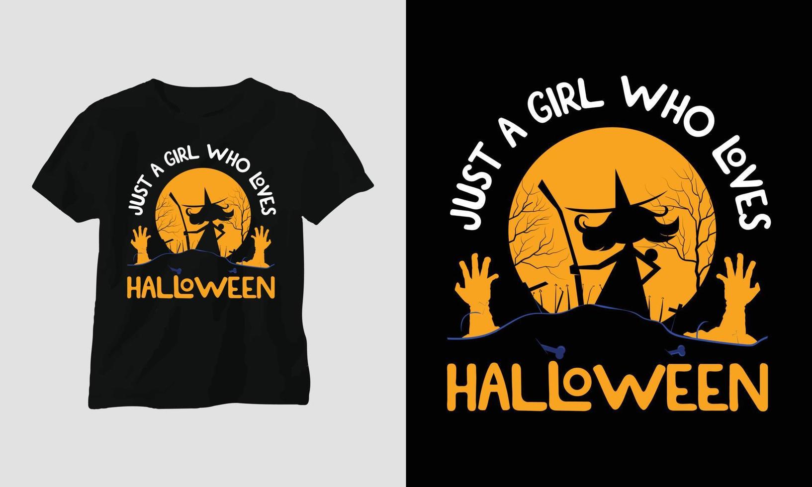 bara en tjej som älskar halloween t-shirt vektor