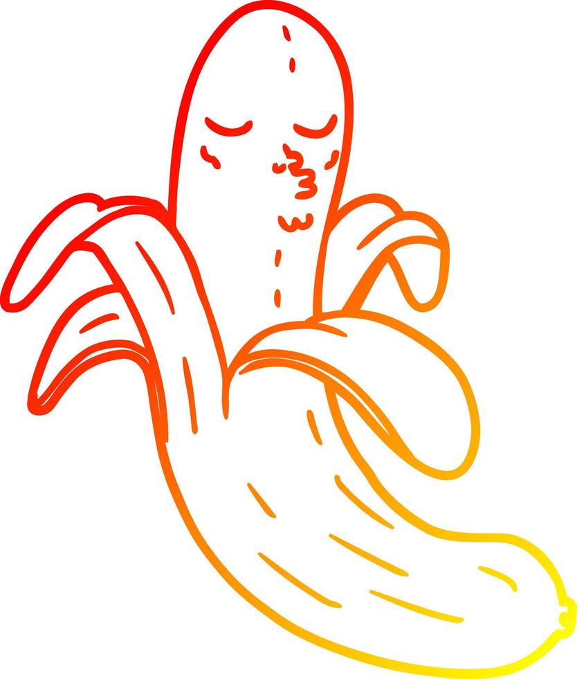 warme Gradientenlinie Zeichnung Cartoon Bio-Banane in bester Qualität vektor