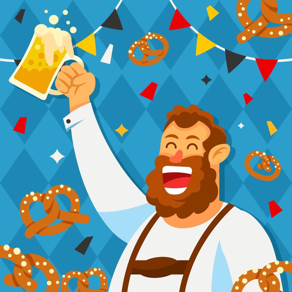 heja beardman på oktoberfest pasty vektor