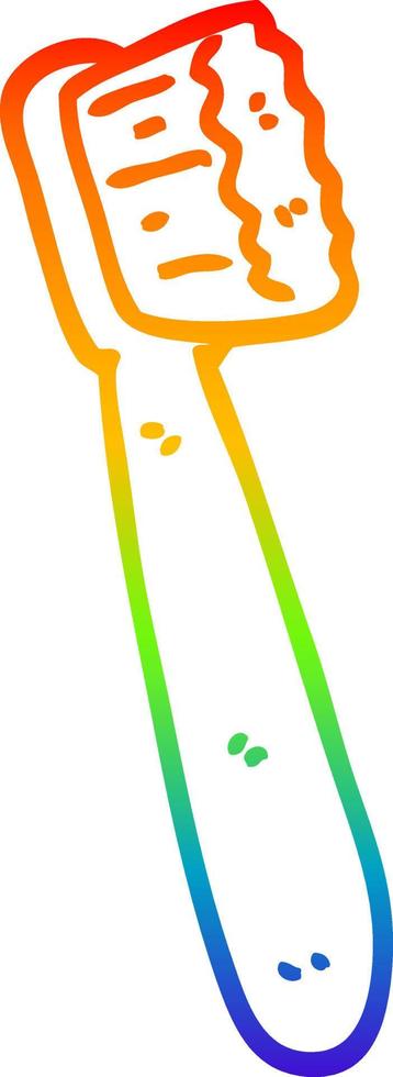 Regenbogen-Gradientenlinie Zeichnung Cartoon-Zahnbürste vektor