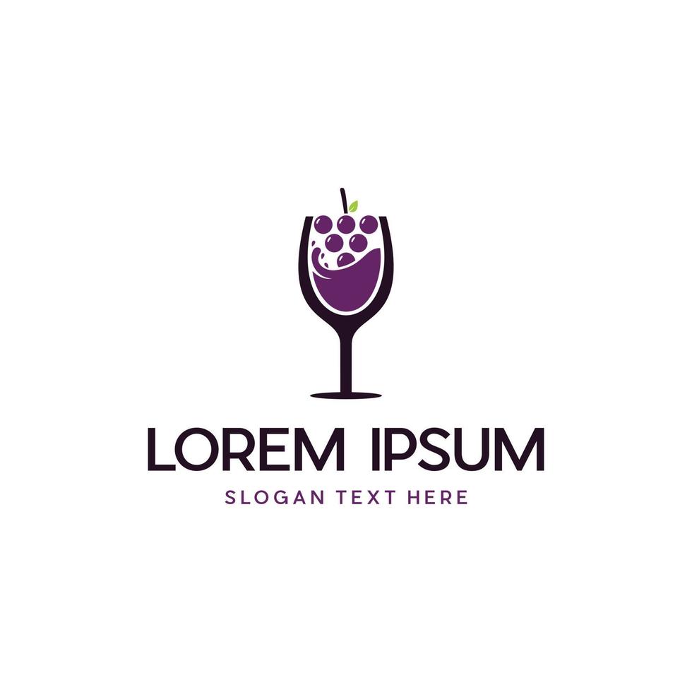 Traubenglas Wein einfaches Logo vektor