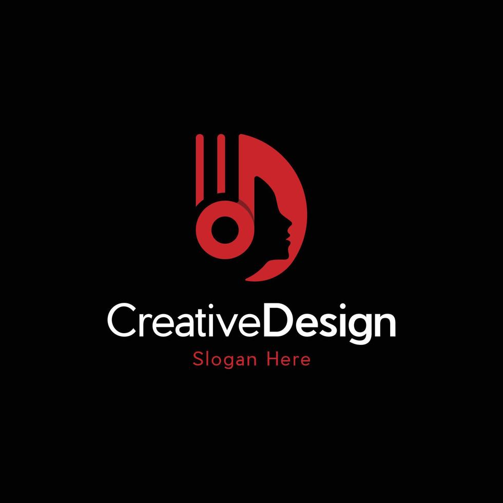 kreatives logo der kopffrauenmusik vektor