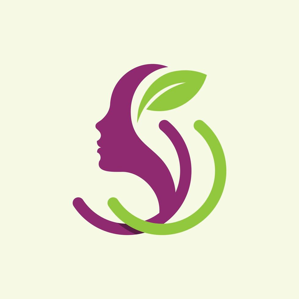 Schönheit Gesicht Blatt Abbildung Ökologie Logo vektor