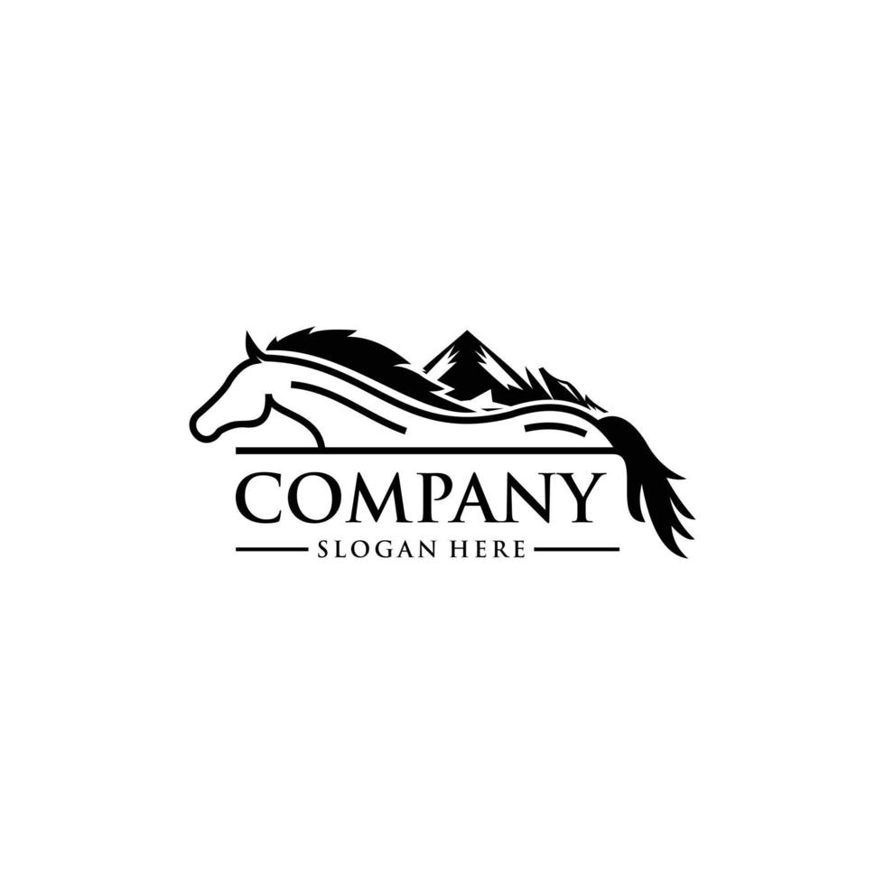Design-Logo für Pferdegebirgstiere und -tiere vektor