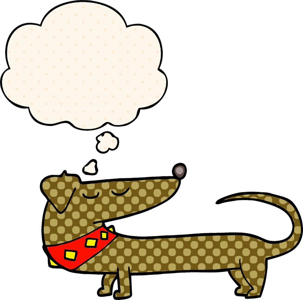 tecknad hund och tankebubbla i serietidningsstil vektor