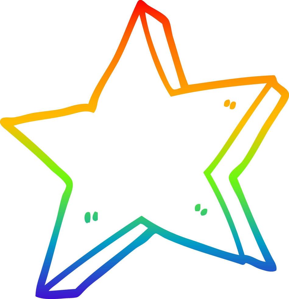 regnbågsgradient linjeteckning tecknad stjärna vektor