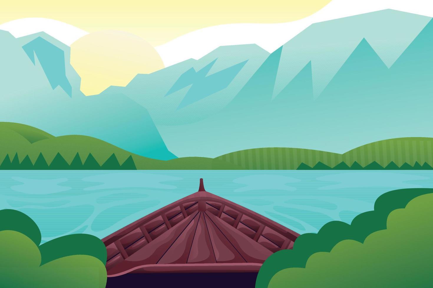 Boot Landschaft Natur Hintergrunddesign vektor