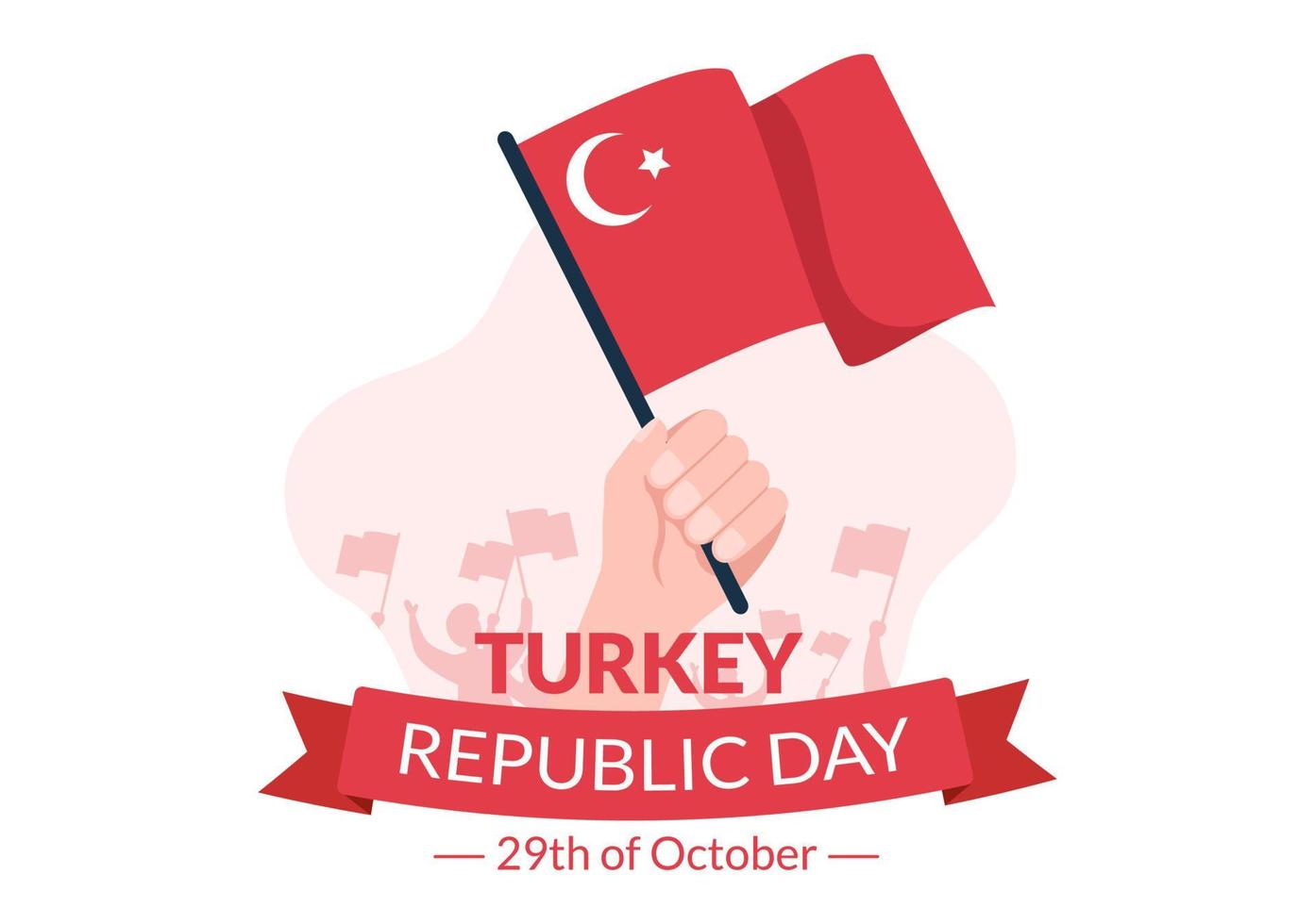 tag der republik türkei oder 29 ekim cumhuriyet bayrami kutlu olsun handgezeichnete flache illustration der karikatur mit flagge des türkischen und fröhlichen feiertagsdesigns vektor