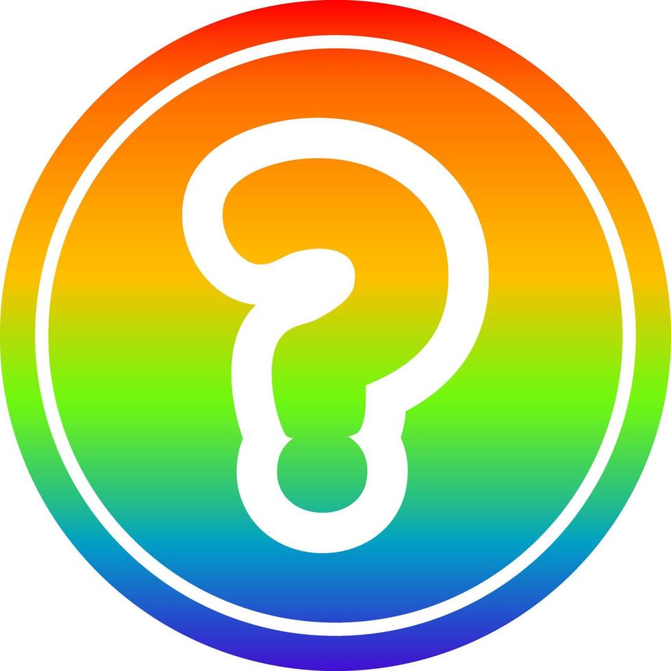 Fragezeichen kreisförmig im Regenbogenspektrum vektor
