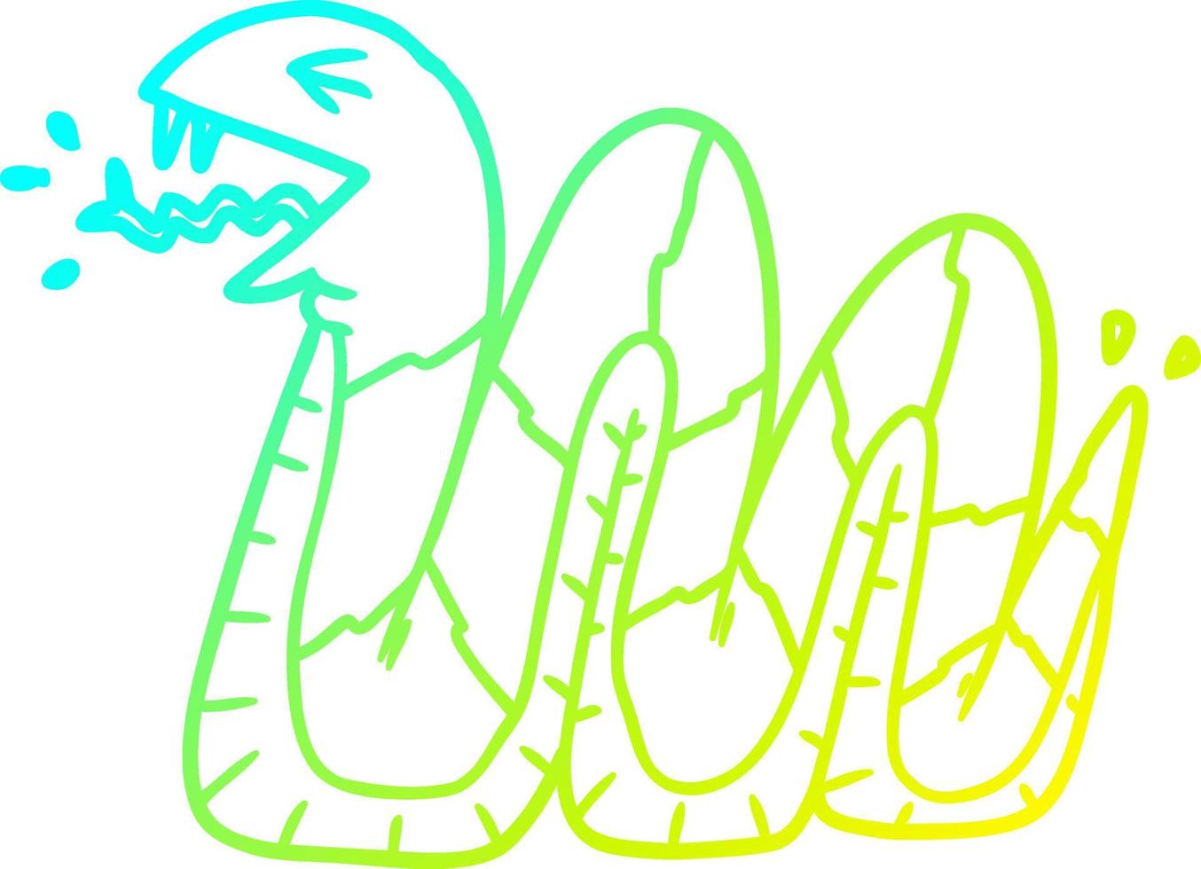 Kalte Gradientenlinie Zeichnung Cartoon zischende Schlange vektor