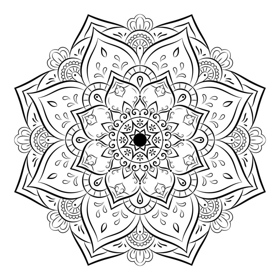 mandala bakgrund målarbok, mönster blomma med svart färg. vektor